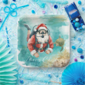 Scuba Santa Underwater Christmas Papieren Bordje (Feest)