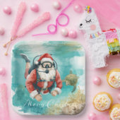 Scuba Santa Underwater Christmas Papieren Bordje (Feest)