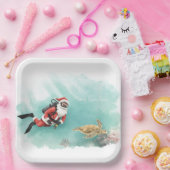 Scuba Santa Underwater Christmas Papieren Bordje (Feest)