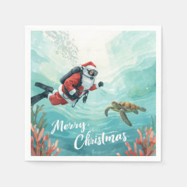 Scuba Santa Underwater Christmas Servet