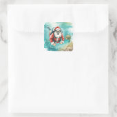 Scuba Santa Underwater Merry Christmas Vierkante Sticker (Tas)