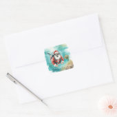Scuba Santa Underwater Merry Christmas Vierkante Sticker (Envelop)
