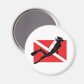 SCUBA schuift de vlag met Vrouw duiker omlaag Magneet (Voorkant / Achterkant)