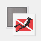 SCUBA schuift de vlag met Vrouw duiker omlaag Magneet (Voorkant / Achterkant)