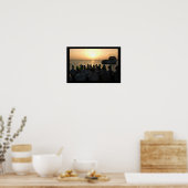 Scuba Tanks en Dive Boat bij zonsopgang Poster (Keuken)