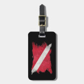 Scuba vlag, borstelslag, duiker omlaag, duik vlag bagagelabel (Voorkant verticaal)