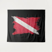 Scuba vlag, borstelslag, duiker omlaag, duik vlag wandkleed (Voorkant (horizontaal))