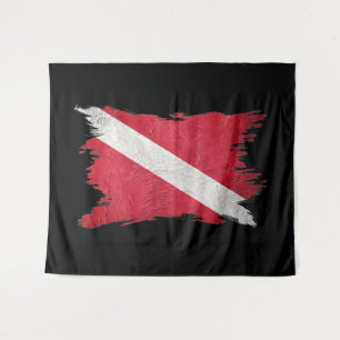 Scuba vlag, borstelslag, duiker omlaag, duik vlag wandkleed