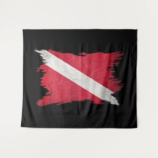 Scuba vlag, borstelslag, duiker omlaag, duik vlag wandkleed (Voorkant (horizontaal))