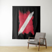 Scuba vlag, borstelslag, duiker omlaag, duik vlag wandkleed (In situ)