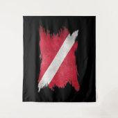 Scuba vlag, borstelslag, duiker omlaag, duik vlag wandkleed (Voorkant)