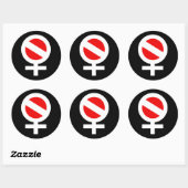 Scuba Woman Ronde Sticker (Vel)