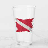  scubasvlag, penseelstreek, duikvlag glas (Voorkant)