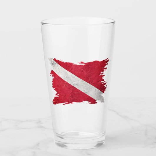 scubasvlag, penseelstreek, duikvlag glas (Voorkant)