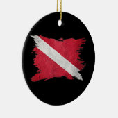  scubasvlag, penseelstreek, duikvlag keramisch ornament (Rechts)