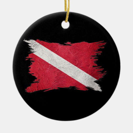  scubasvlag, penseelstreek, duikvlag keramisch ornament (Voorkant)