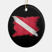  scubasvlag, penseelstreek, duikvlag keramisch ornament (Links)