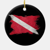  scubasvlag, penseelstreek, duikvlag keramisch ornament (Achterkant)