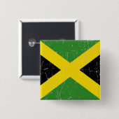 Scuffed and Scratched Jamaican Flag Vierkante Button 5,1 Cm (Voorkant /achterkant)