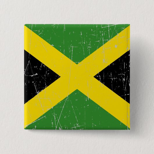 Scuffed and Scratched Jamaican Flag Vierkante Button 5,1 Cm (Voorkant)