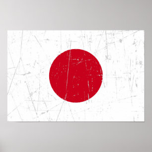 Scuffed and Scratched Japanse vlag Poster