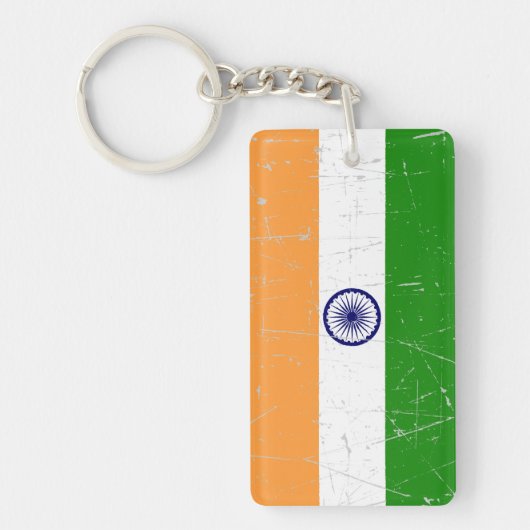Scuffed and Scrated Indian Flag Sleutelhanger (Voorkant)