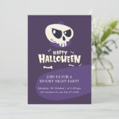 Scull en Botten Spooky Halloween Kostuumfeest Kaart (Staand voorkant)