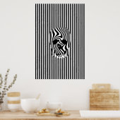 Scull en Stripes, op art Poster (Keuken)