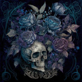 Scull met blauwe Rozen Jigzaag Puzzle Legpuzzel