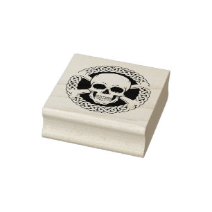 Scull met gekruiste botten, Keltische vlecht Rubberstempel