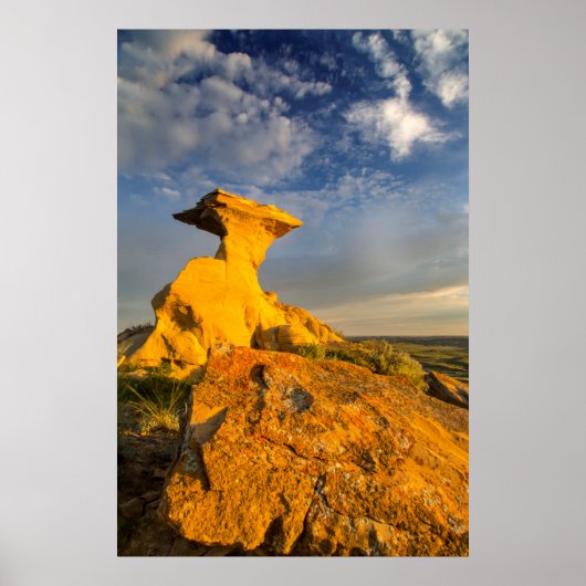 Sculpted Badlands In Short Grass Poster (Voorkant)