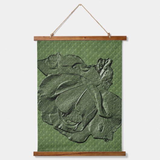Sculpted Effect Green Rosebud Floral Art Hangend Wandkleed (Voorkant)