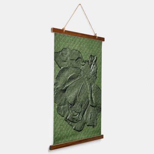 Sculpted Effect Green Rosebud Floral Art Hangend Wandkleed (Gebogen)