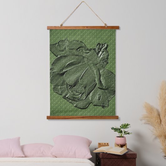 Sculpted Effect Green Rosebud Floral Art Hangend Wandkleed (Slaapkamer)