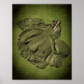Sculpted Effect Green Rosebud Floral Art Poster (Voorkant)