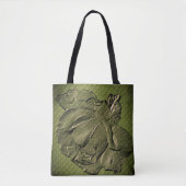 Sculpted Effect Green Rosebud Floral Art Tote Bag (Voorkant)