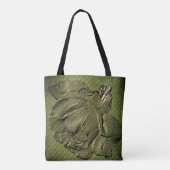 Sculpted Effect Green Rosebud Floral Art Tote Bag (Achterkant)