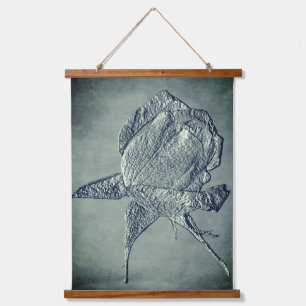 Sculpted Effect Silver Rosebud Flower Art Hangend Wandkleed