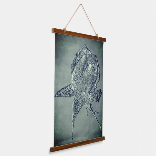 Sculpted Effect Silver Rosebud Flower Art Hangend Wandkleed (Gebogen)
