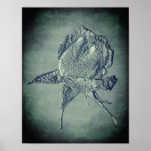 Sculpted Effect Silver Rosebud Flower Art Poster (Voorkant)