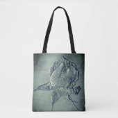 Sculpted Effect Silver Rosebud Flower Art Tote Bag (Voorkant)
