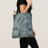 Sculpted Effect Silver Rosebud Flower Art Tote Bag (Dichtbij)
