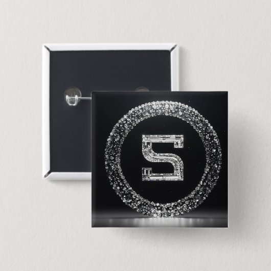 "Sculpted Elegance: S-geïnspireerd ontwerp Button" Vierkante Button 5,1 Cm (Voorkant /achterkant)