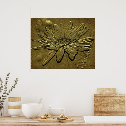 Sculpted Golden Daisy Floral Print (Keuken)