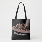 Sculpted Hands at Piano Keyboard Bronze & Black Tote Bag (Voorkant)