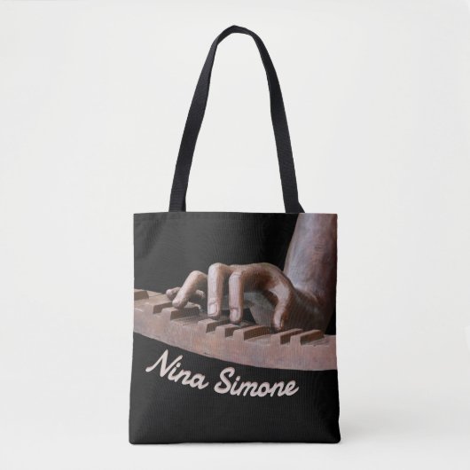 Sculpted Hands at Piano Keyboard Bronze & Black Tote Bag (Voorkant)