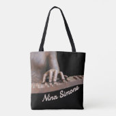 Sculpted Hands at Piano Keyboard Bronze & Black Tote Bag (Achterkant)