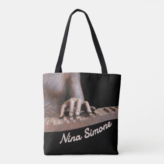 Sculpted Hands at Piano Keyboard Bronze & Black Tote Bag (Achterkant)