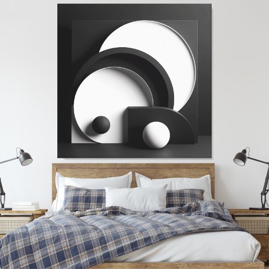 Sculpted Harmony of Shadowed Forms Canvas Afdruk (Insitu (Slaapkamer))