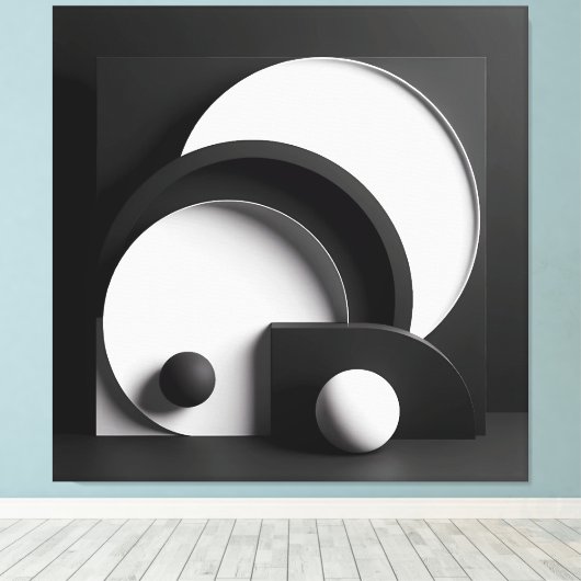 Sculpted Harmony of Shadowed Forms Canvas Afdruk (Insitu (Houten vloer))